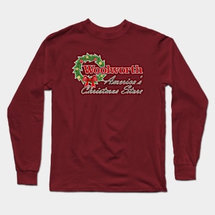 Distressed Woolworth's, America's Christmas Store Long Sleeve T-Shirt